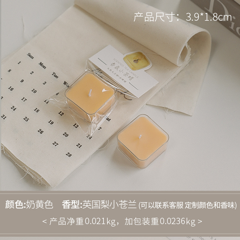 Velas cuadradas aromáticas sensación de atmósfera creativa regalo de mano cera de té de color al por mayor 4 horas de cera de estilo de perfume