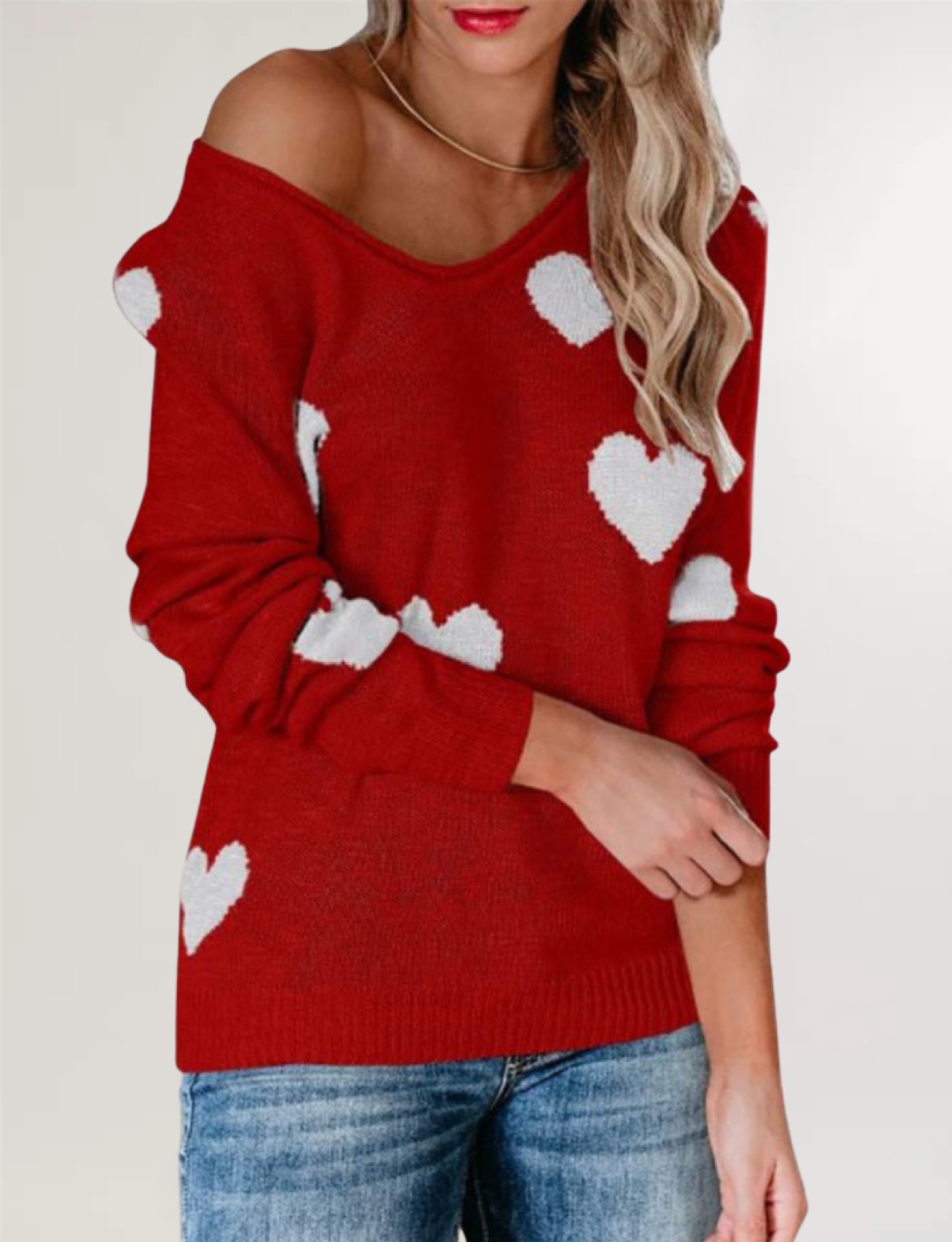 Suéter de punto con cuello en V, estilo europeo y americano, holgado, con temática de amor, para el Día de San Valentín, novedad de otoño e invierno 2026, para mujer, disponible en Amazon.