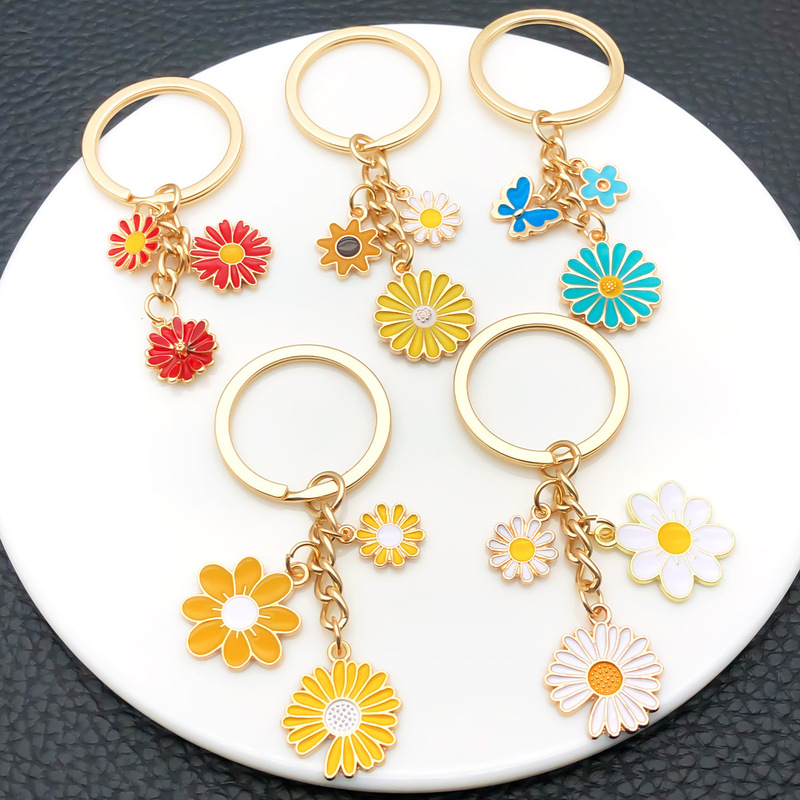 Cross-border New Ins Small Fresh Sweet Oil Drop Daisy Flower Keychain Creative Handbag Keychain Hanging Accessories Cross-border New Ins Small Fresh Sweet Oil Drop Daisy Flower Keychain Creative Handbag Keychain Hanging Accessories