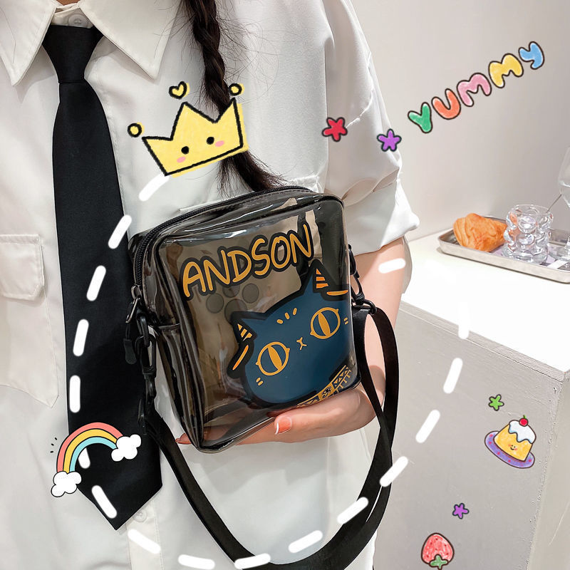 Cute Transparent Bag Gaia Anderson Cat Bag Fashionable Summer Transparent Jelly Bag Shoulder Crossbody Small Bag