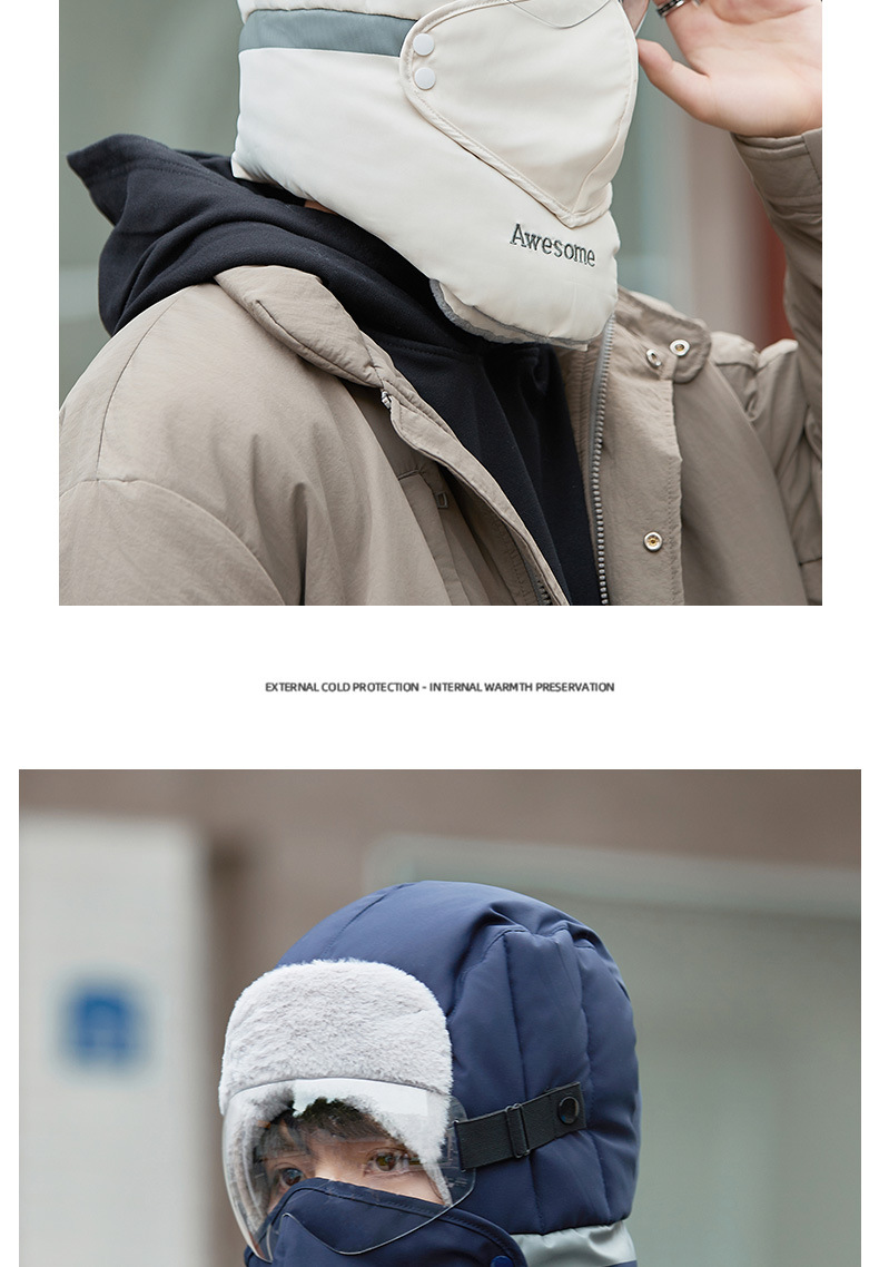 Trapper Hats Hat male winter cotton riding electric bike with wool thickened windproof ear protection hat warm Lei Feng hat female_voghion.com