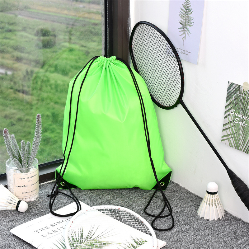 210d bolsa de cordón de poliéster Oxford mochila de cordón de tela en stock bolsa de publicidad de entrenamiento para estudiantes impresión personalizada