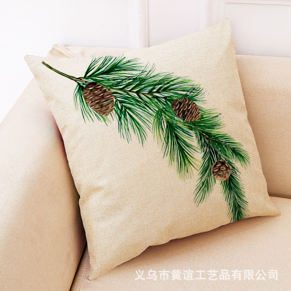 亚马逊 新款艺术松果棉麻抱枕套 汽车靠垫办公室午睡抱枕厂家直销