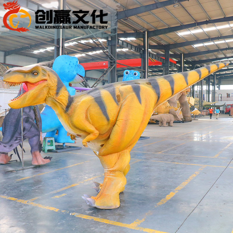自贡仿真恐龙模型制作厂家霸王龙穿戴表演道具活动表演恐龙皮套