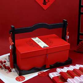 提亲下聘礼彩礼盒子定亲用品结婚伴手礼盒陪嫁订婚礼金盒10万中式