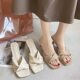 2024 Summer New Style Simple High Heel Slide Sandals Cat Heel High Heel Shoes French Style Women's Outer Wear Half Slippers