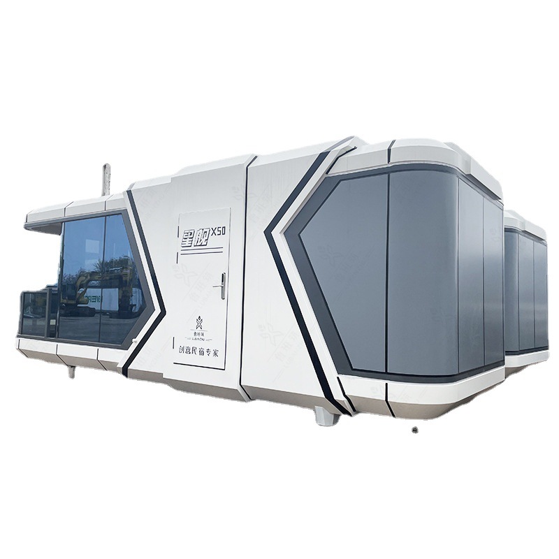 Ciencia y tecnología personalizadas para atraer a las personas contenedor móvil de acero ligero decoración fina casa levantada cápsula espacial residencial