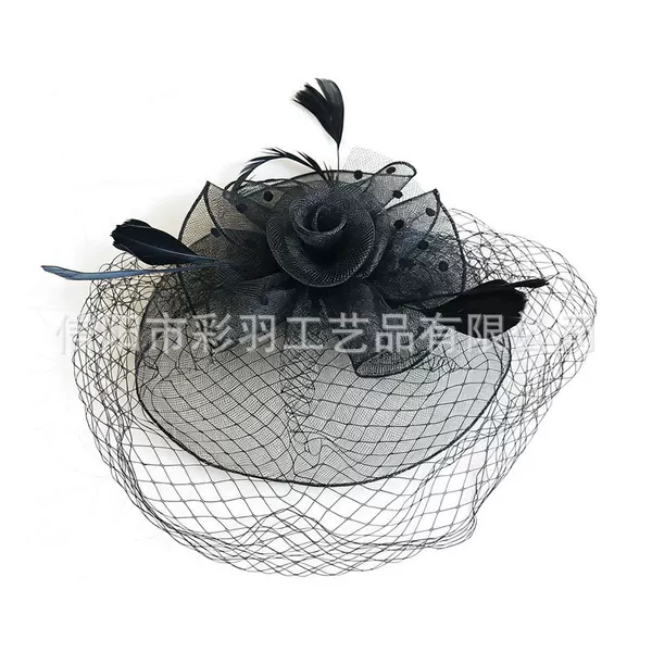 Amazon headpiece for stage performances, evening ball veils, cheongsam show hats, banquet women's face-covering mesh