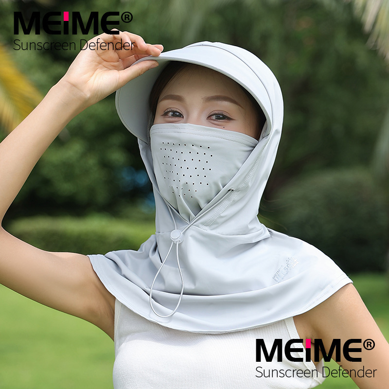 防晒面罩女夏季全脸2025新款冰丝防紫外线开车骑行护颈一体防晒帽|undefined