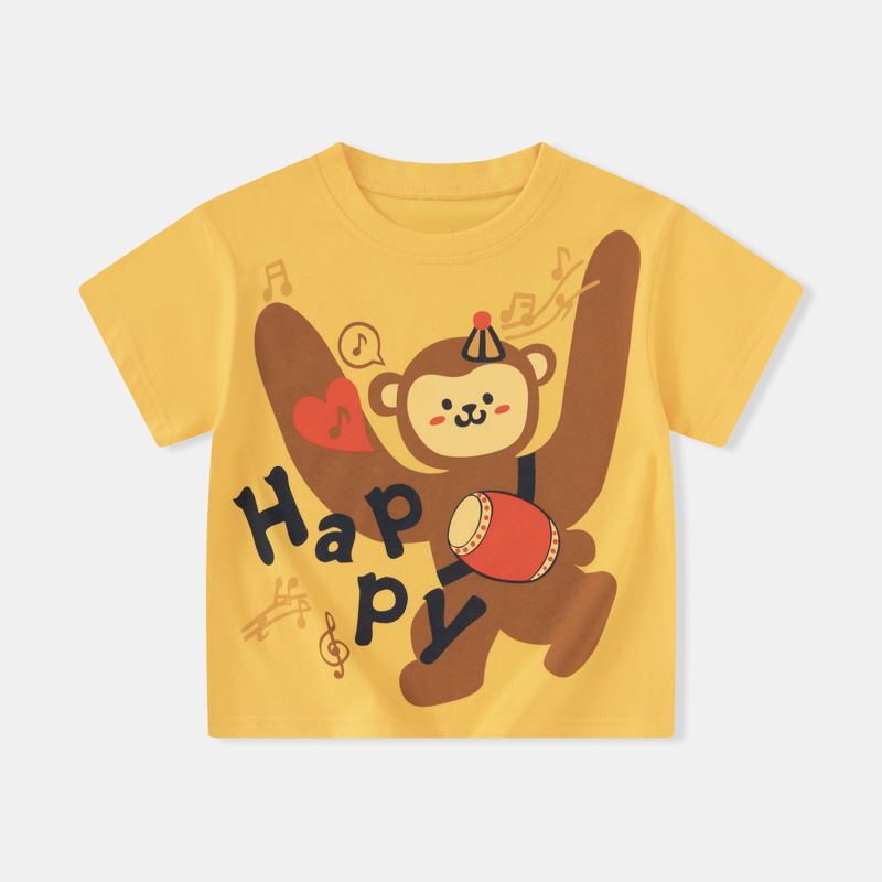 Camiseta de manga corta para niños betop 2025 verano ropa para niños transfronterizos versión coreana de la ropa de mono de dibujos animados para niños