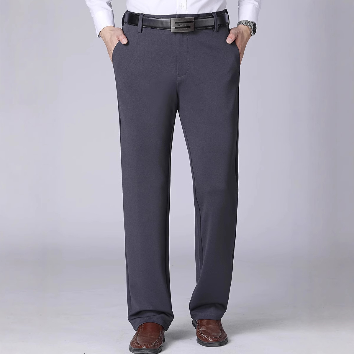 Men's Casual Pants Summer Thin Loose Straight-Leg Dress Pants Dad Pants Quick-Dry Ice Silk Pants Men