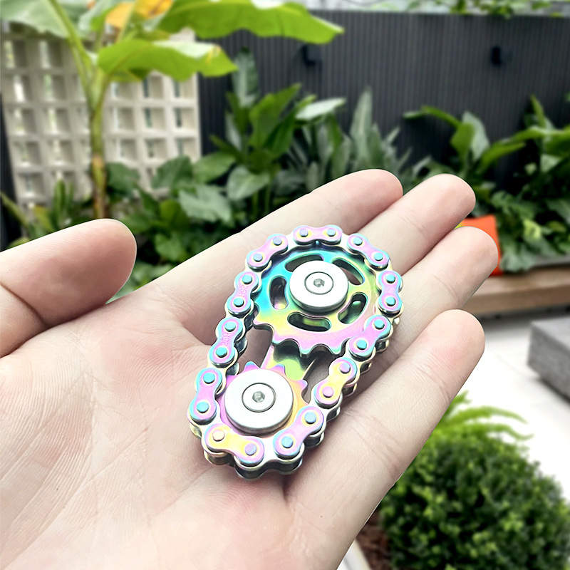 Cadena de acero inoxidable engranaje manipulador yema del dedo giroscopio adulto descompresión juguete cadena volante silencioso edc metal