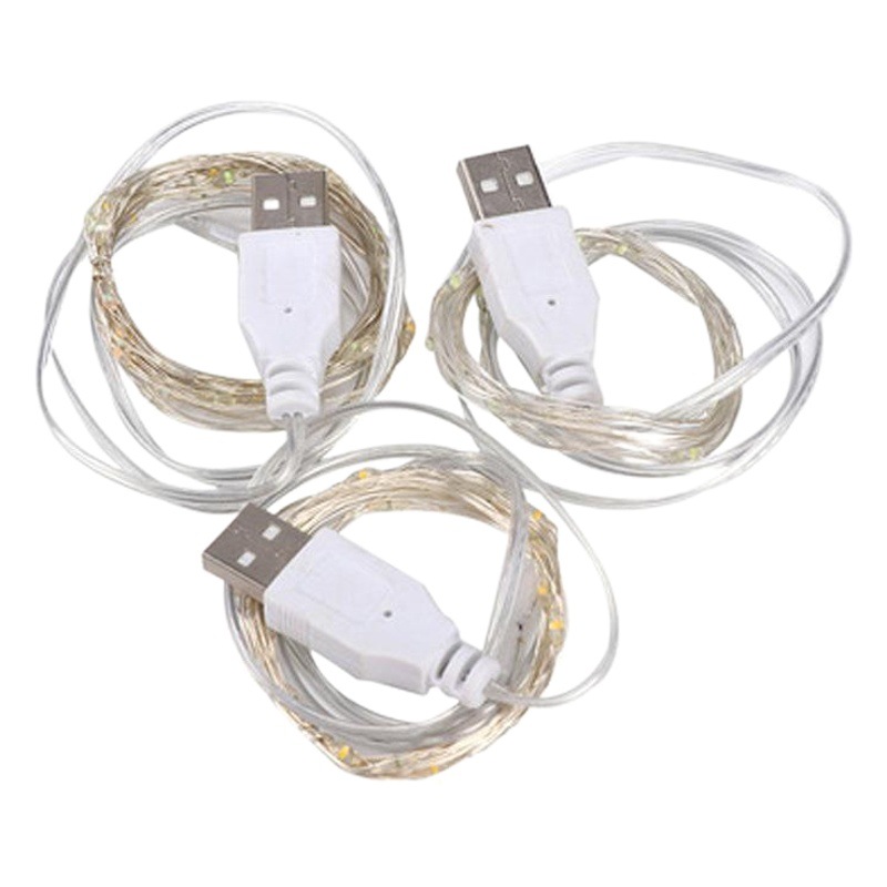 USB lámpara de alambre de cobre LED lámpara de alambre de cobre cadena 2m20 lámpara dormitorio Internet celebridad colorido estrella lámpara de alambre de cobre cadena de la lámpara