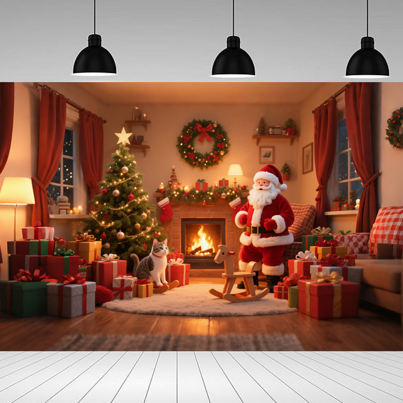 Nueva tela de fondo de Navidad 2025 La cortina de fondo de muñeco de nieve de madera marrón se utiliza para decorar pancartas navideñas navideñas