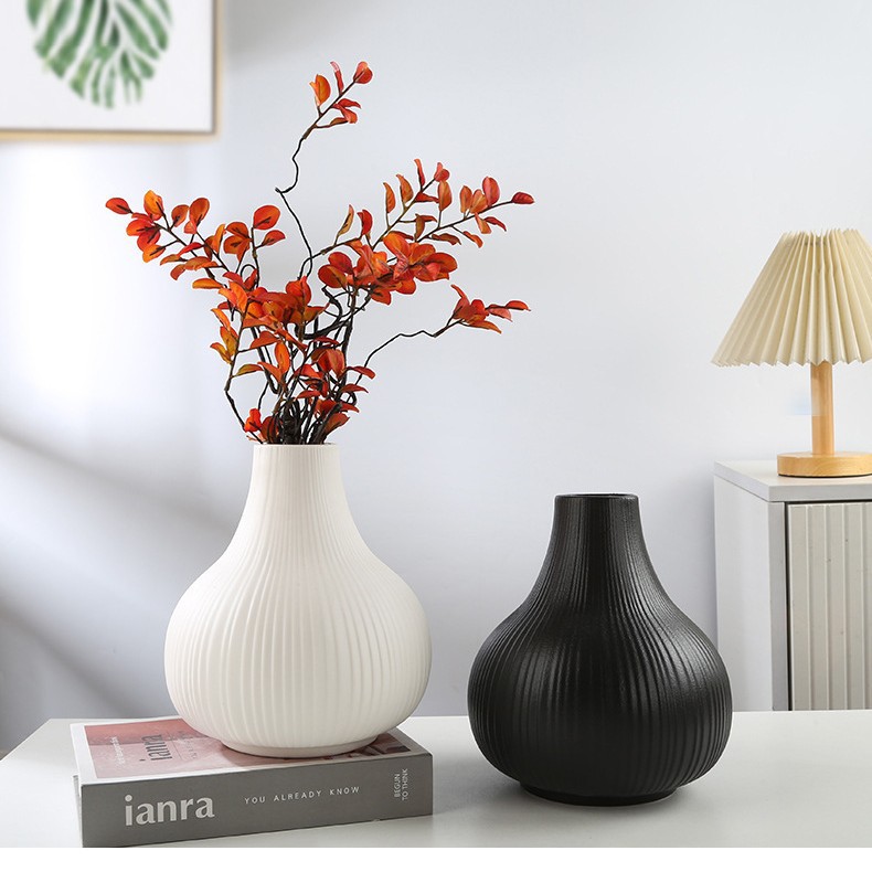 Ornamento simple de vasijas de cerámica gran vasijas de cerámica simple vasijas de hidroponía de porcelana blanca vasijas de flores de sala de estar