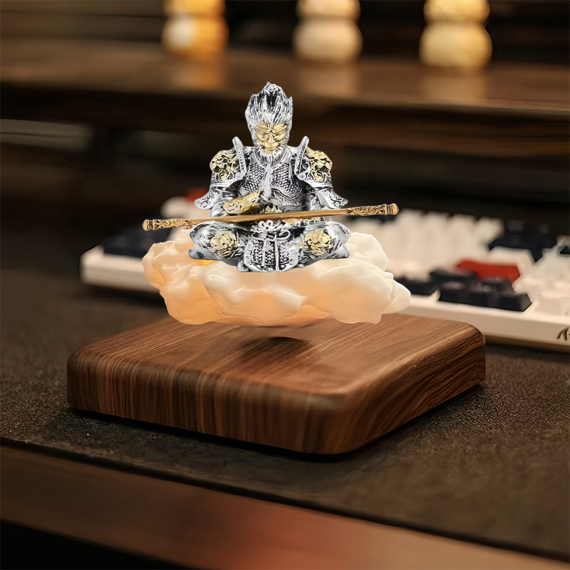 상위 구성 - 자기부상 블루투스 스피커 + 실버 오공 - 무료 16색 리모컨