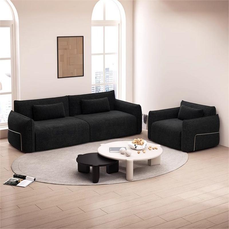 Estilo antiguo pequeño francés negro chenilla sofá de tela sala de estar diseño minimalista italiano combinación de sofá en línea