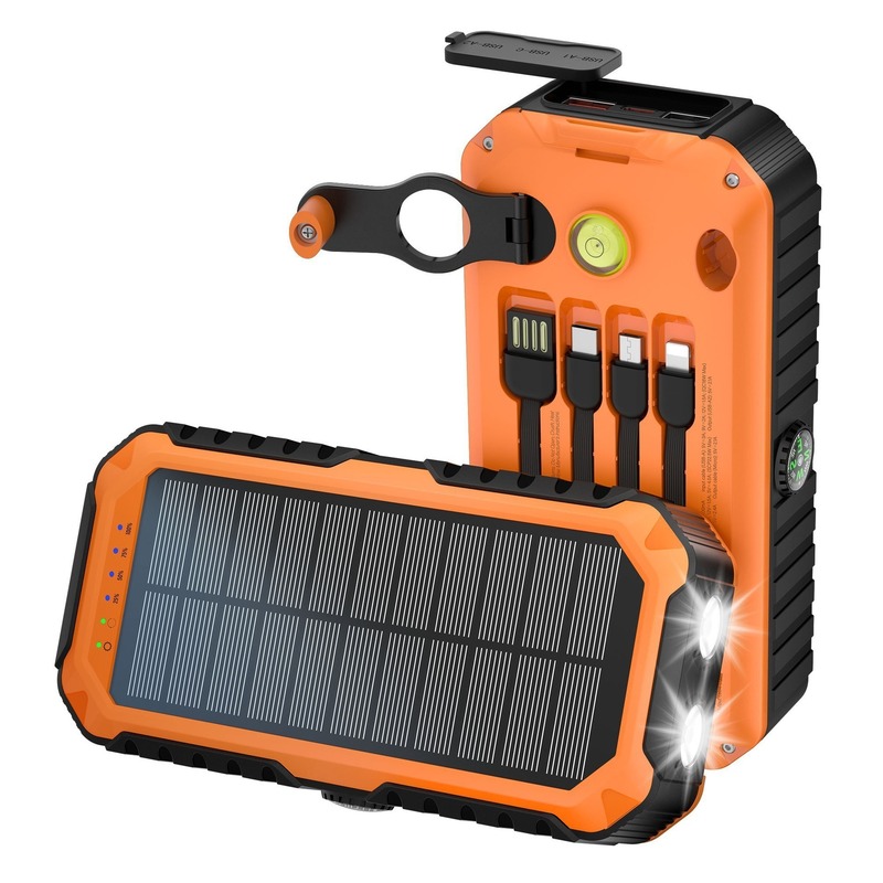 防水と落下防止屋外キャンプ 20 ワット急速充電ハンドクランク発電ソーラーモバイル電源 20000mAh|undefined