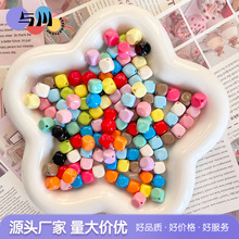 甜美马卡龙亚克力烤漆斜方切面方块散珠手工diy手机链项链配件