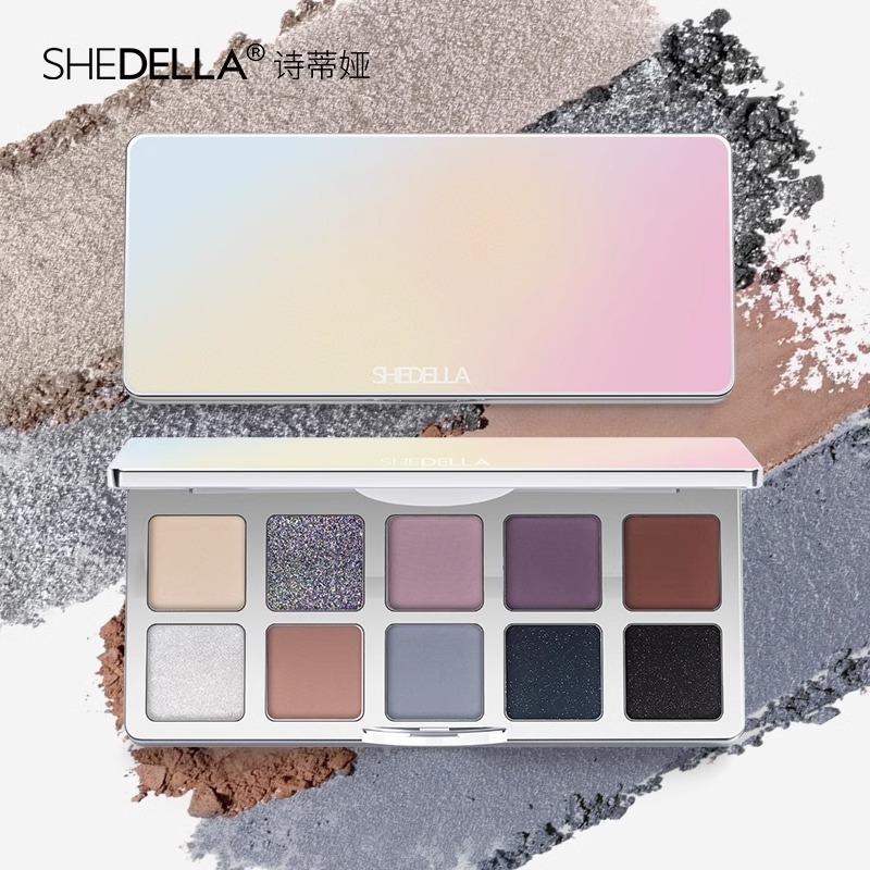 Shedella詩ティヤ夢幻カラー十色アイシャドー盤ブルーブラックスパンコールグリーン女性水波紋アイシャドー|undefined