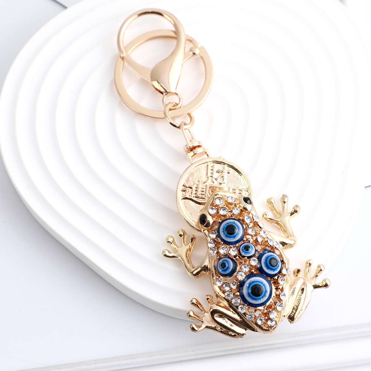 Vintage Luxury Keychain New Cross-border Diamond-encrusted Evil Eye Frog Keychain, Metal Creative Bag Pendant, Fashion Accessory, Gift Wholesale_voghion.com