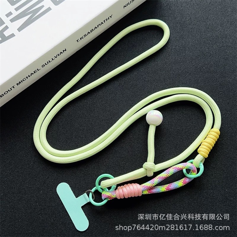 Nuevo cuello ajustable larga cuerda trenzada multifuncional cuerdas de empalme de muñeca estilo coreano de tendencia de pelota de color al aire libre a prueba de pérdida
