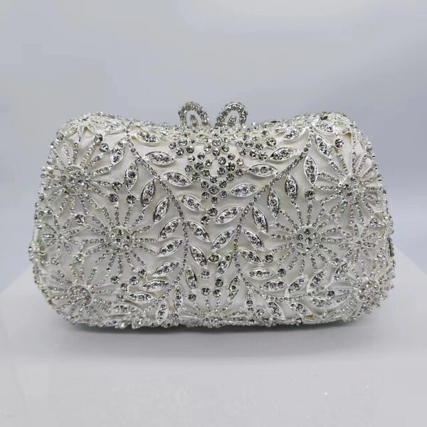 Túi clutch nữ cầm tay đính kim cương sang trọng dự tiệc — Màu trắng, Vàng hồng, Nền vàng kim cương trắng, Cá tính đặt làm
