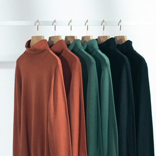 Autumn and winter high collar sweater men's solid color trend business padded slim casual cashmere base sweater sweater wholesale