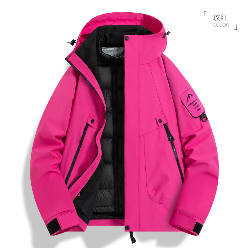 マウンテントレンドジャケット、防風防水スリーインワンダウン登山ジャケット、ベルベットサーマルジャケット、カスタムプリントロゴ|undefined
