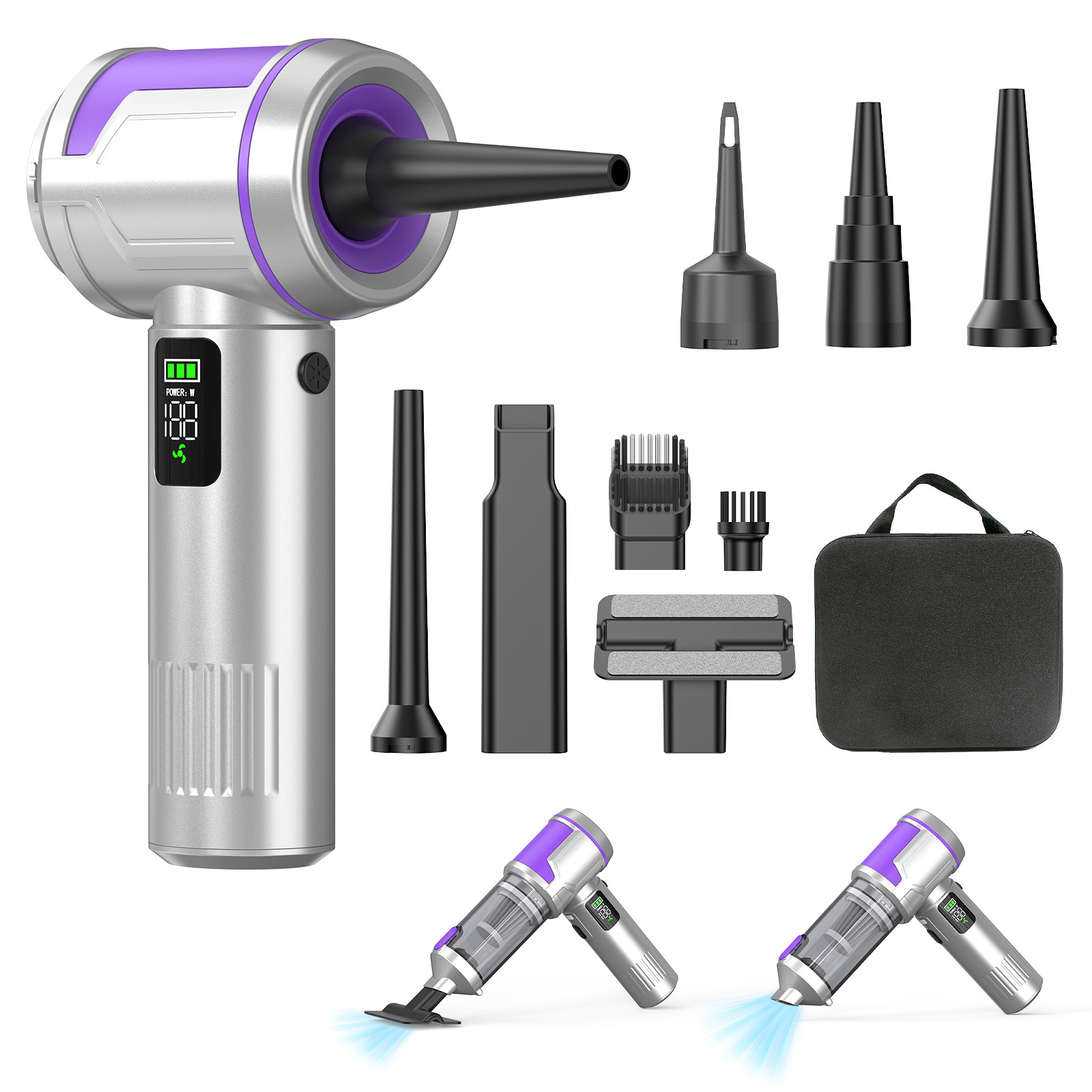Fast-Charging Car Vacuum Cleaner with Digital Display Screen, Handheld Brushless Dust Blower, Wireless Car Vacuum Cleaner with Super Strong Suction Power