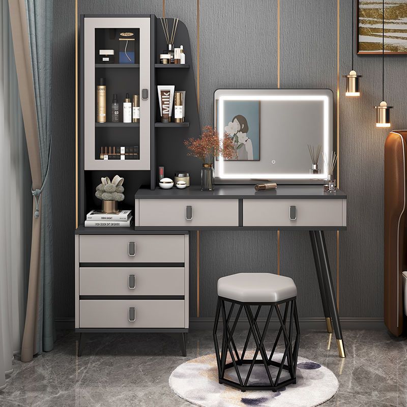 Light Luxury Multifunctional Dressing Table for Bedroom, Modern Minimalist Small Apartment, Trendy Ins-Style Makeup Table for Master Bedroom, High-End
