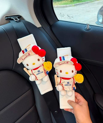 Sürətlər qutusu və əl tormozu başlıqları, Pads Car Seat Belt - authentic-kt-shoulder-pads-white-linen-red-knot-baseball-set-with-yellow-gloves-two-pieces