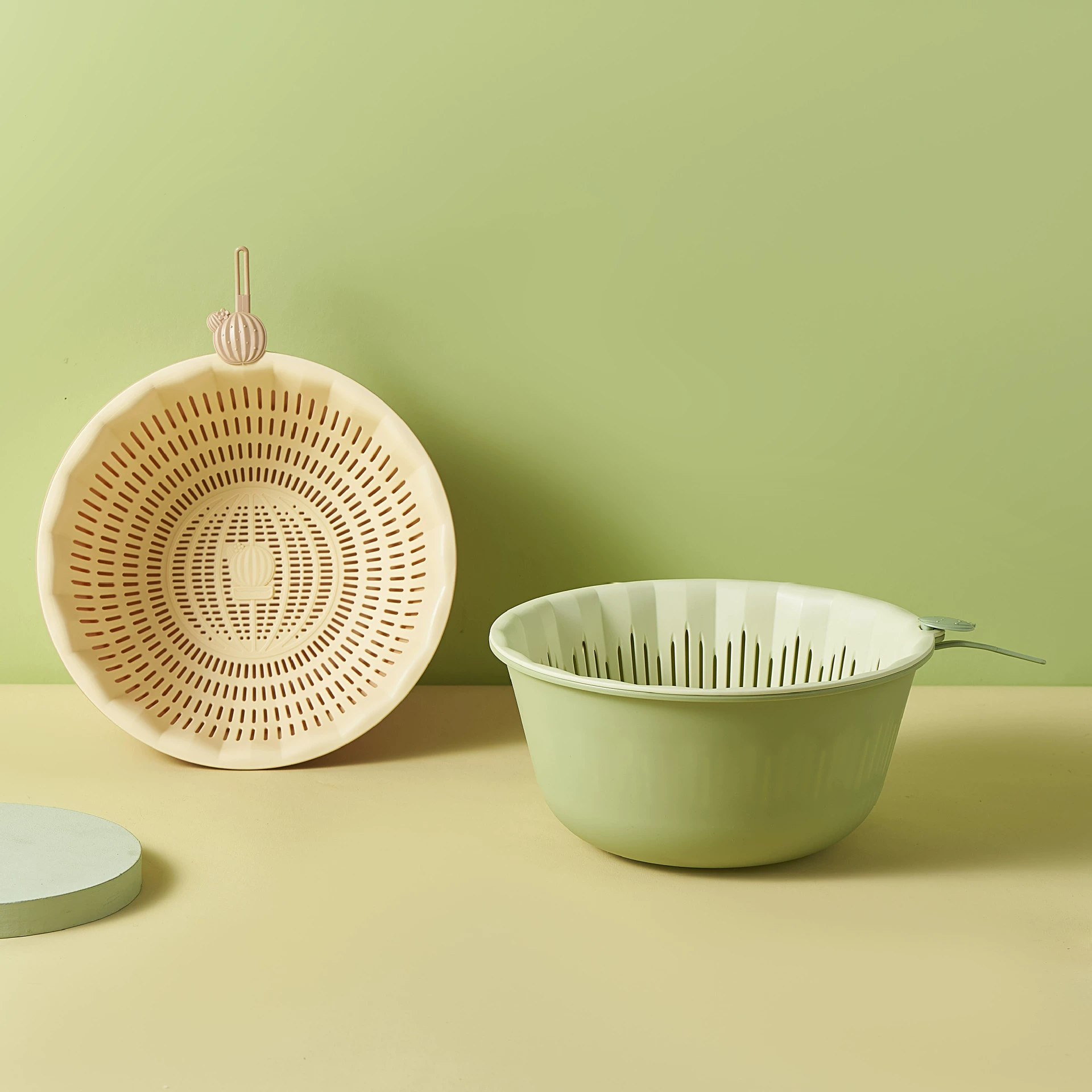 Двухслойная раковина для мытья овощей, сливная корзина, набор из шести предметов, кухня, гостиная, бытовой поднос для мытья фруктов, простая пластиковая корзина для овощей