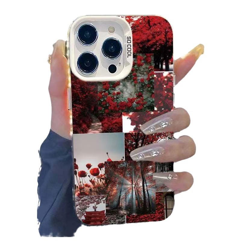 Nueva costura rosa para iPhone 16 funda para teléfono móvil Apple 15promax/14 anti-caída 13pro12 Europa y América