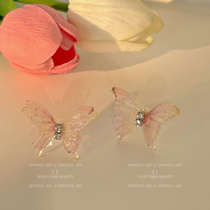 Fairy Style Sweet Butterfly Cloth Women's Ear Studs display picture 3