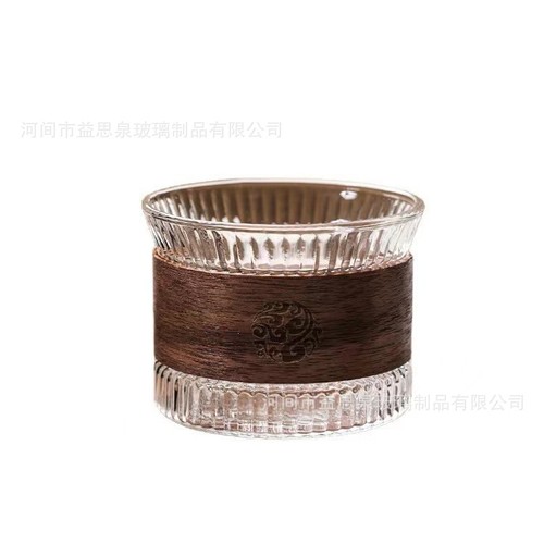 Walnut anti-scalding vertical grain cup heat-resistant small tea cup set owner single cup tea cup drinking cup vertical grain cup
