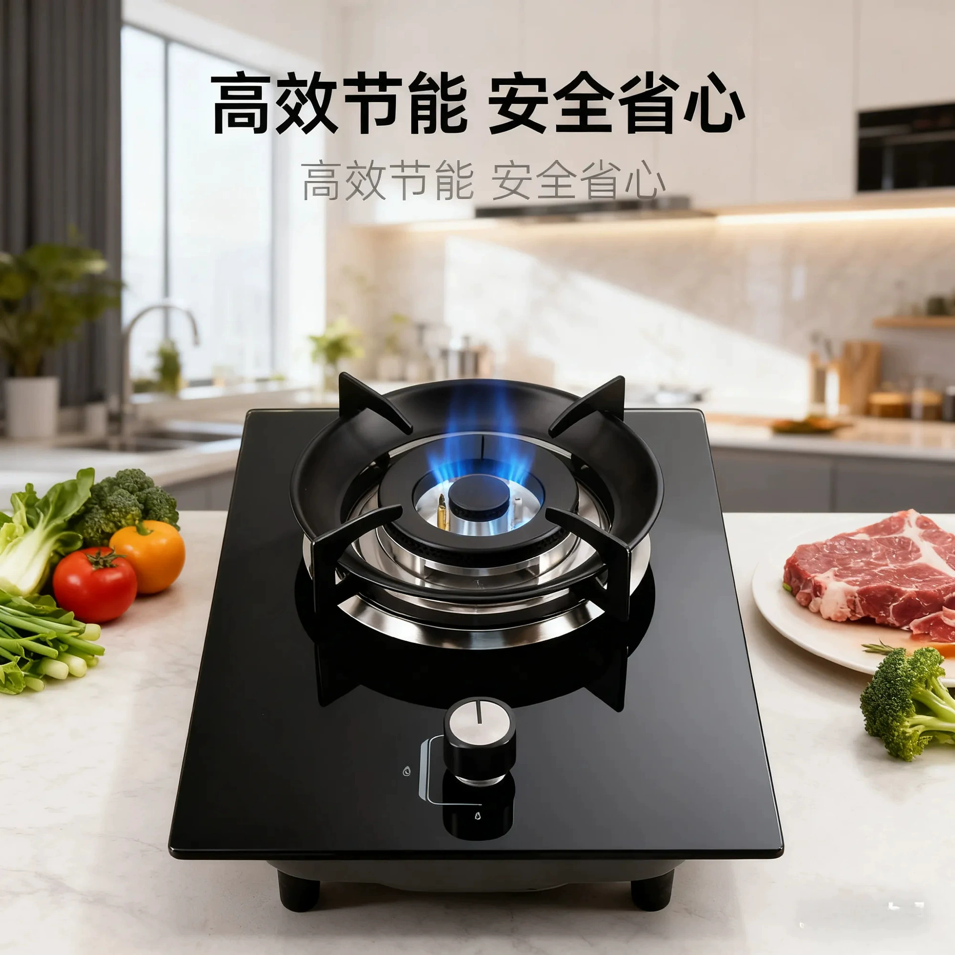 Оптовая продажа от производителя: газовая плита Haijiaojing двойного назначения со встроенной функцией очистки, одноконфорочная с защитой от потухания пламени для домашнего использования.
