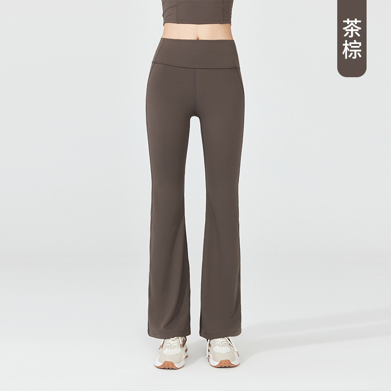 Pantalones de yoga acampanados transpirables de Lycra para Pilates, pantalones deportivos de cintura alta con bolsillos para mujer, pantalones largos deportivos que realzan los glúteos image 9