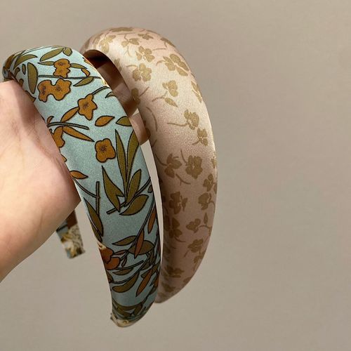 New Korean French Retro Print Foam Headband with High Crown Wide-Brim Face Washing Hair Pin for Women