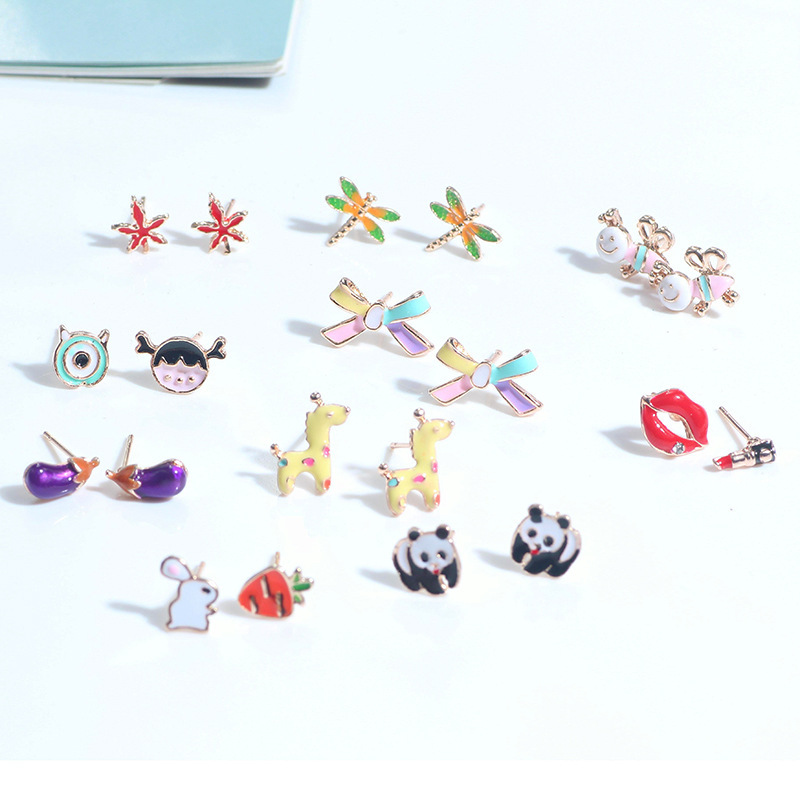 Korean Style/korean Style Animal/zodiac Alloy Geometry Paint No Inlaid Earrings display picture 1