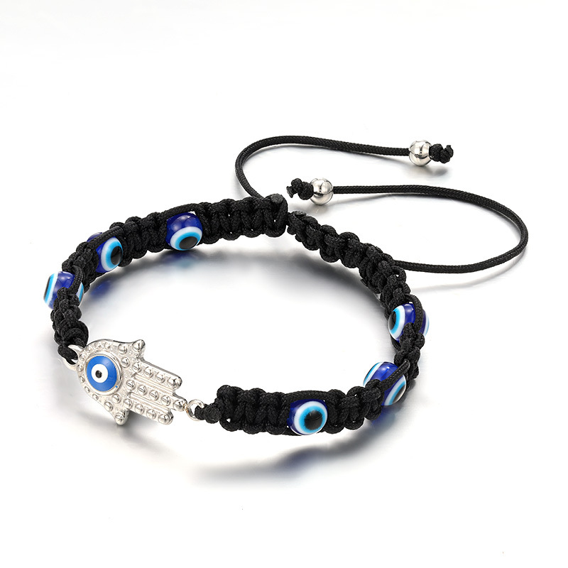La nueva pulsera de la serie de cuerda negra de acero inoxidable del ojo del diablo de la palma de la nueva moda de Xuping, joyería ajustable de nicho de personalidad