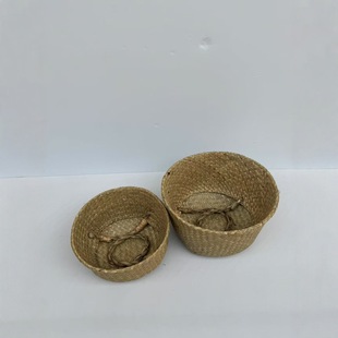 Large Belly-Shaped Straw Woven Flower Pot, Foldable Storage Basket, Nordic Seagrass Woven Dirty Clothes Basket, Potted Plant Flower Basket, Handmade Seagrass Weaving