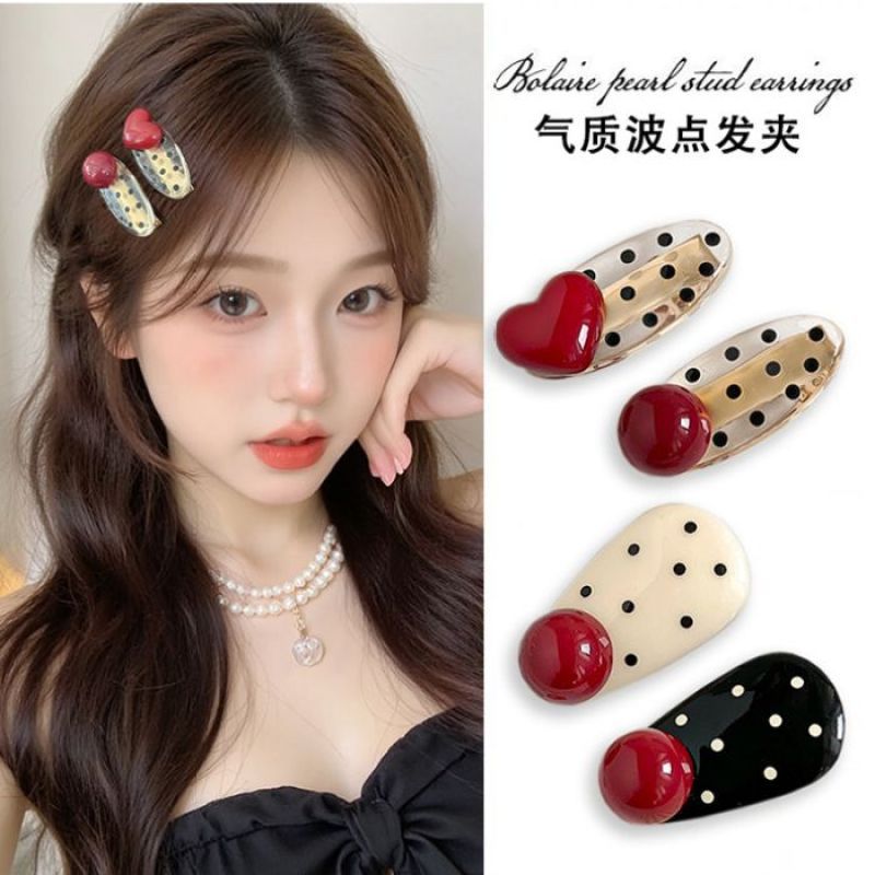 新款波点豆豆星星爱心儿童发夹发圈对装发卡边夹皮筋