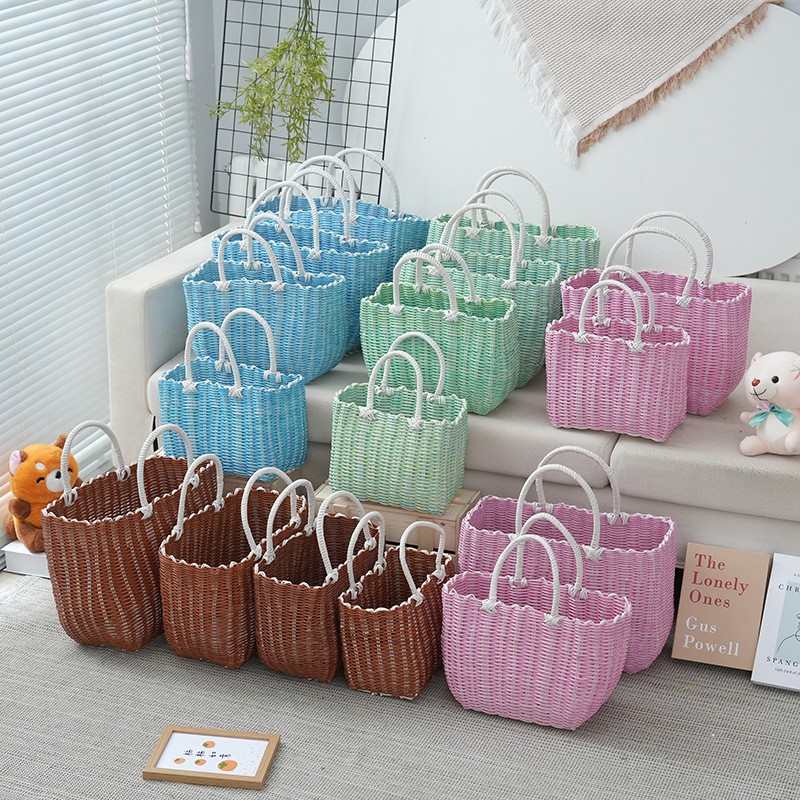 Storage Picking Woven Portable Bath Plastic Vegetable Shopping Basket, Home Use_voghion.com