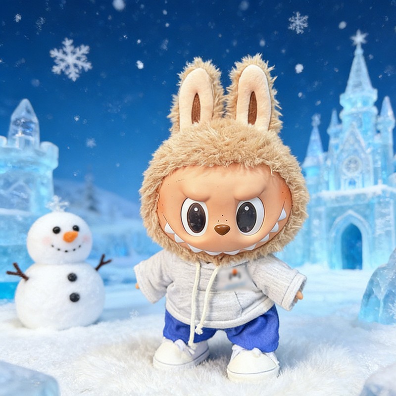 Ropa de muñeca de peluche de vinilo Labubu de 38cm para ropa de muñeca La Bu Time to Chill