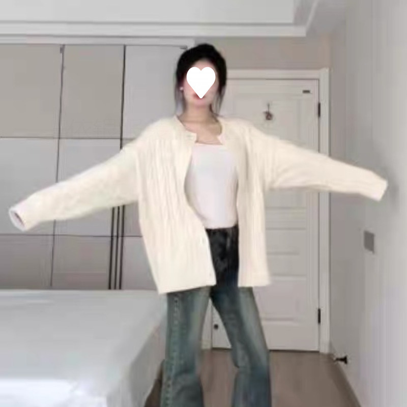Cardigan de punto de primavera y otoño femenino suelto coreano suave relajado viento retro otoño y invierno engrosado abrigo de suéter de torsión image 2