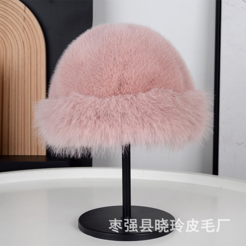 Sombrero de piel de zorro de imitación Sombrero de visón de piel de imitación Sombrero mongol engrosado estilo étnico Sombrero de piel de mujer