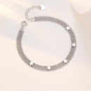 原创设计925银<font red=H>手饰</font> ins小众高级感轻奢时尚气质闪珠五角素银<font red=H>手链</font>