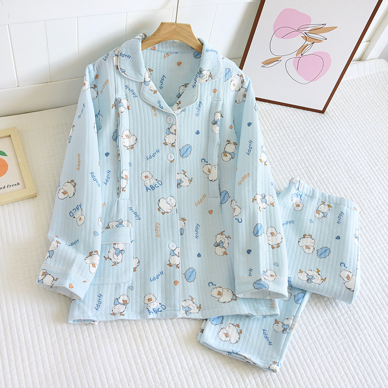 月子服春秋純綿産後秋冬空気綿妊婦授乳パジャマ産婦授乳家庭服