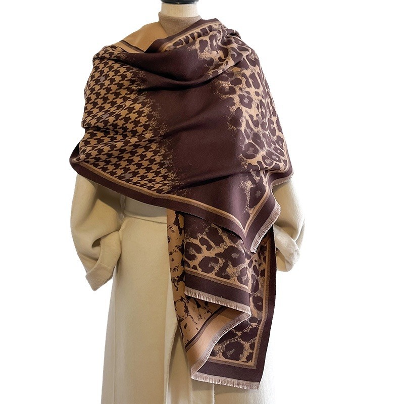 Nuevos mil pájaros empalmados leopardo estilo elegante hermosa moda de cachemira bufandas cálidas mantas para mujeres